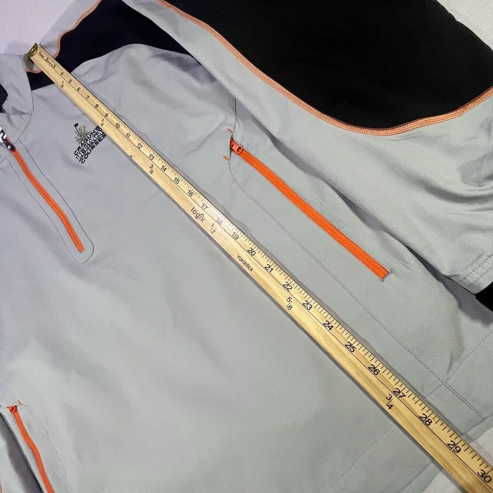 FootJoy Golf Windbreaker Jacket Mens Large Grey Black‎ Pullover 1/4 Zip Cragun's